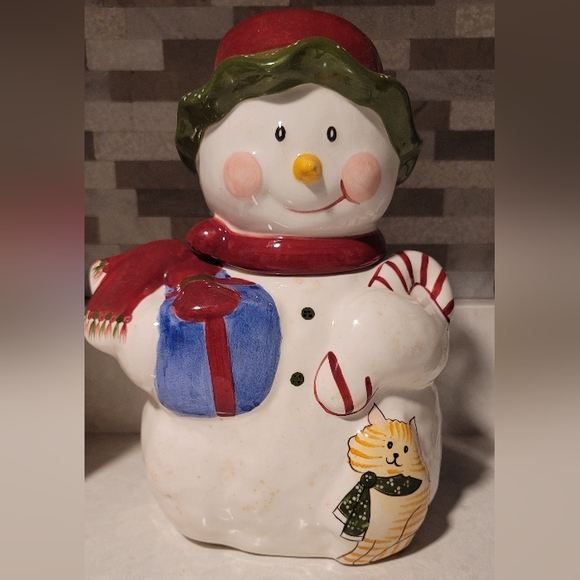 Ceramic Snowman Cookie Jar - Picture 2 of 5